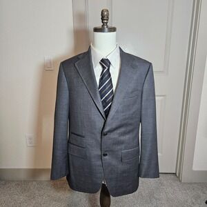 Hideoki Bespoke 38R Suit Blazer 100% Wool Textured‎ Gray Black - Please Read